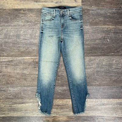J Brand light wash distressed ruby high-rise crop skinny jeans size 24 B52