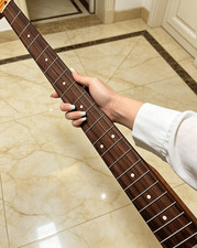 P Bass Stainless steel 21fret Rosewood Maple Electric Bass Neck Black Gloss--