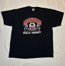 VTG 90s Birgmingham Bulls Hockey Kick Ice Double Sided T Shirt Size 2XL Mens USA