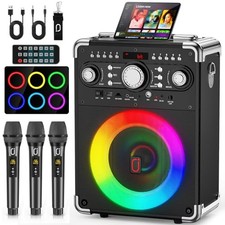 Karaoke Machine, Portable Bluetooth 5.3 Speaker with 3 Wireless Microphones