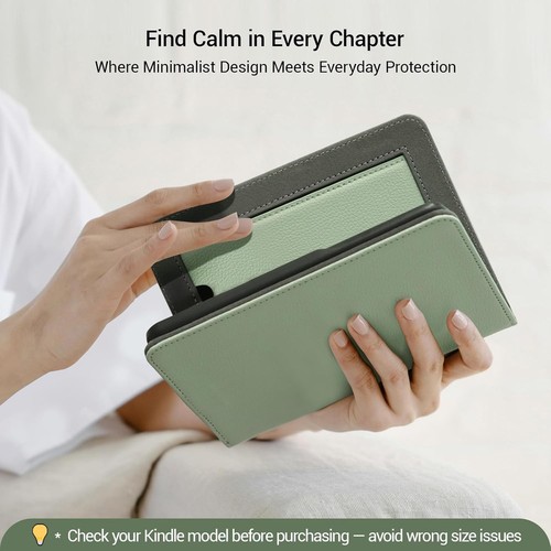 Custodia CoBak per Kindle Paperwhite 12a Generazione 7" - Supporto, Cinghia a Mano, Verde Salvia - Foto 6 di 9