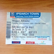 Ticket : 2004/2005 21/12/2004 Championship Ipswich Town v Wigan Athletic