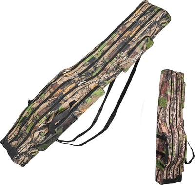 MARKENLOS 3-fach Tragbar Angeltasche Rutentasche Rutenfutterale Angelrutentasche 150cm