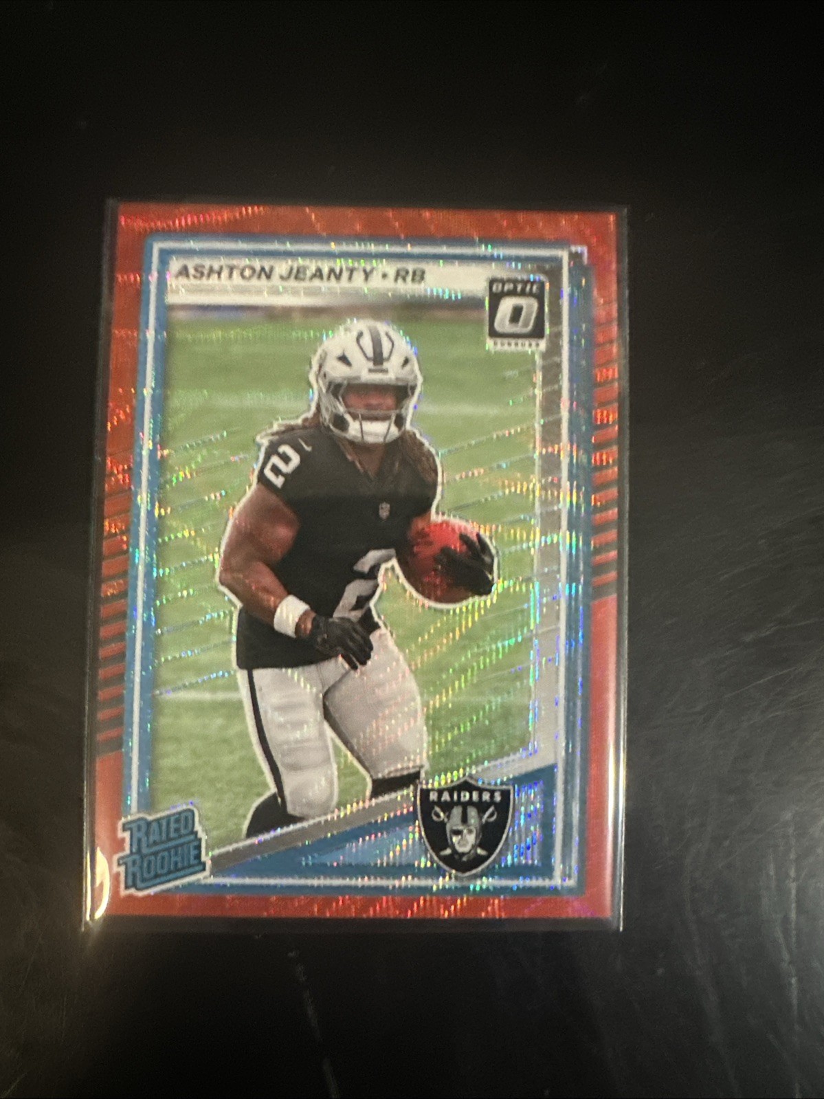 2025 Panini Donruss Rated Rookie Ashton Jeanty Optic Preview Red Wave (RC)