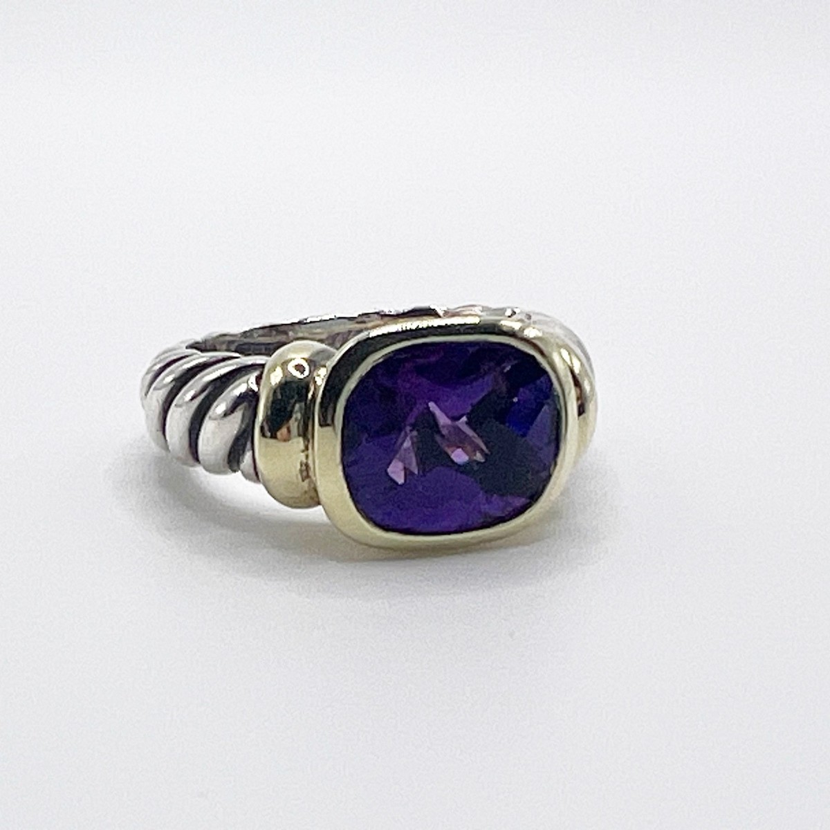 David Yurman Amethyst Noblesse Ring 14k Yellow Gold Sterling