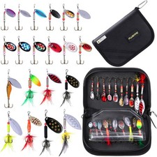 Fishing Lures for Bass 20pcs Spinner Lures with Portable Carry Bag, Bass Trou...