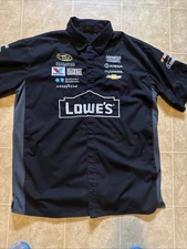 VTG NASCAR Racing Button Up Mechanic Pit Crew Lowe’s Embroidered Shirt XL JJ