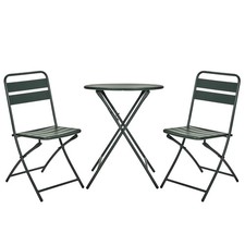 House Doctor Bistroset Sitzgruppe Gartenmöbel grün Metall dreiteilig Outdoor