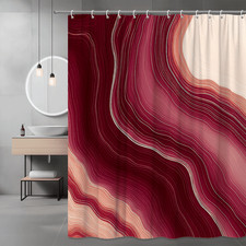 Elegant Abstract Red and Beige Shower Curtain for Modern Bathrooms