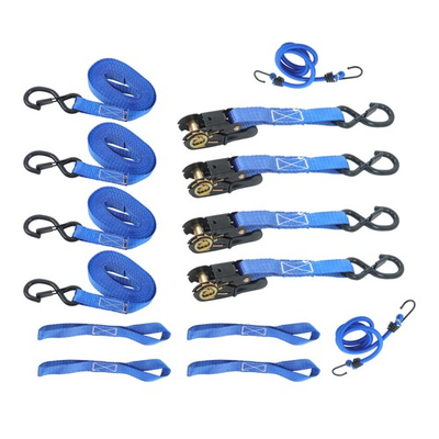 #ad #ad 4 Pack 1quot; x 15#x27; Ratchet Tie Down Straps Blue 2200 lbs Break Strength w S Hooks $28.22