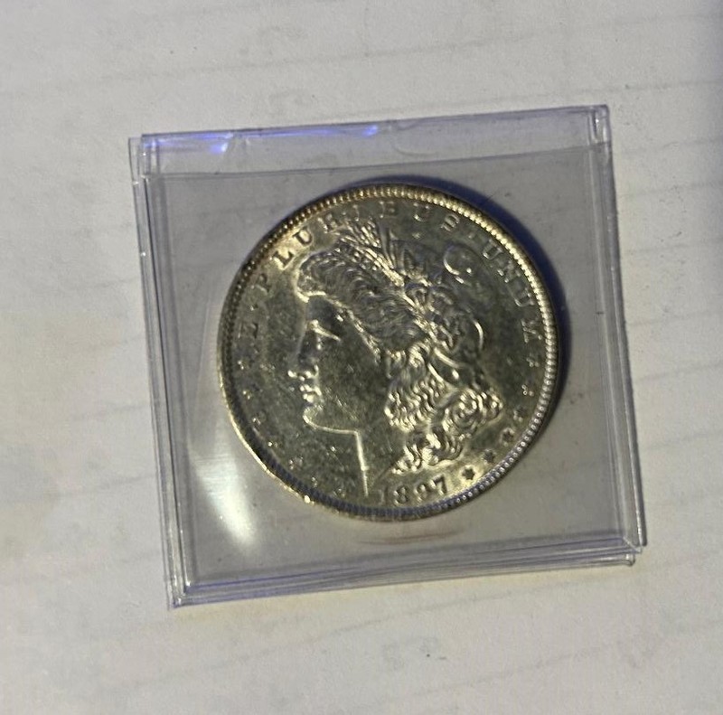 1897 p Morgan Silver Dollar in AU