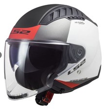 CASCO LS2 OF600 COPTER 2 URBANE BIANCO OPACO ROSSO DOPPIA VISIERA ECE 22.06