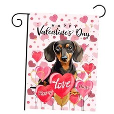 Dachshund Valentine Garden Flag Valentines Day Flags for Outside pink-dachshund