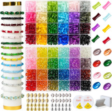 1200Pcs Glass Beads Bracelet Making Kit, 48 Colors Crystal Beads for Jewelry Mak