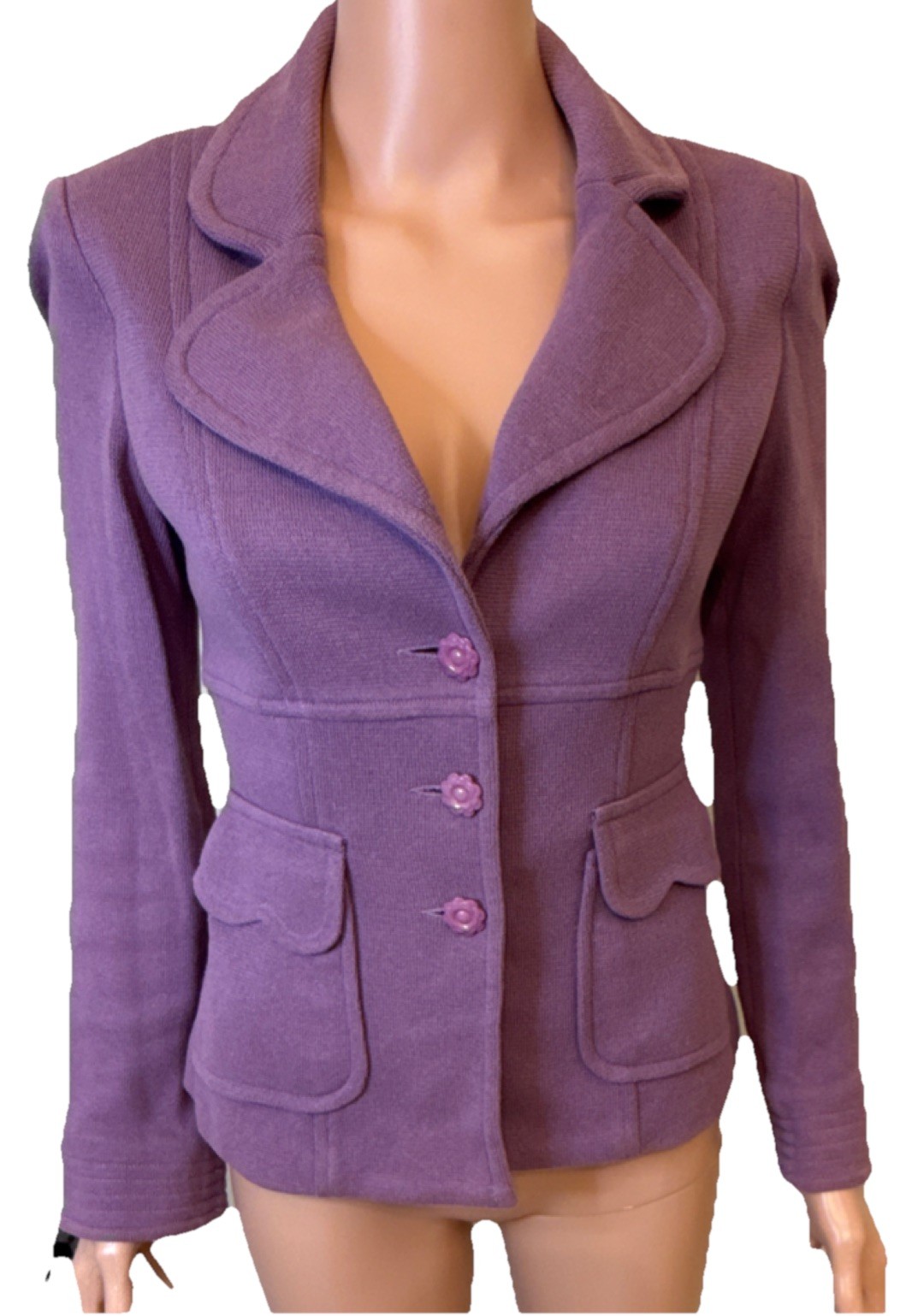 bebe Purple Blazer Jacket Collared Button Women's… - image 1
