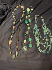 Turquoise, Silver, And Browns Boho Necklaces