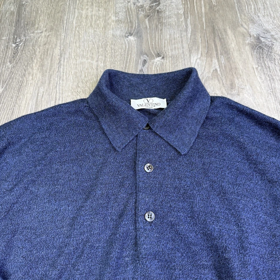 Vintage Valentino Studio Pure Wool Sweater Blue Mens Size XXL Made In Italy - Image 3 of 4