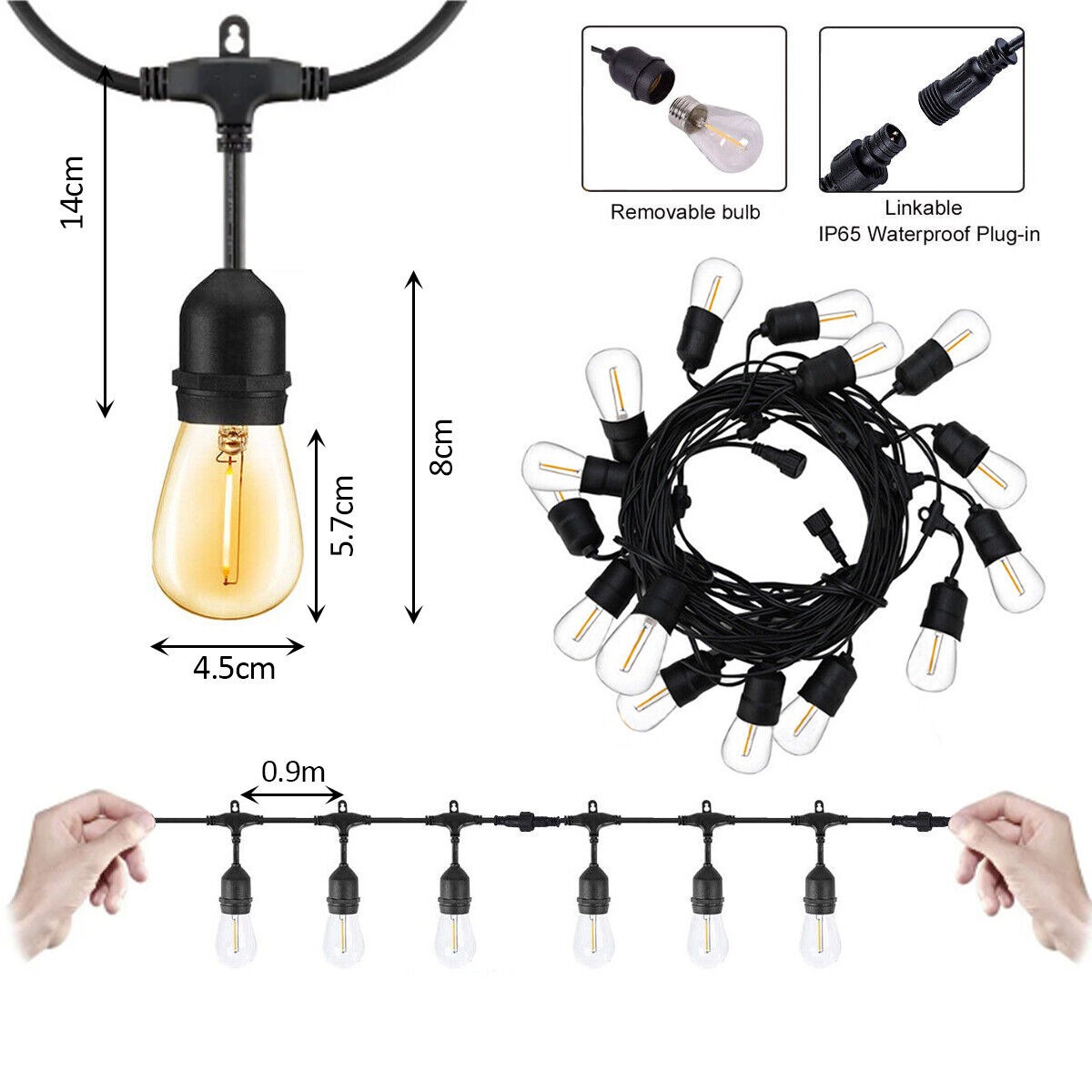 20m Solar Festoon Lights Outdoor Garden Party 20+1 LED String lamp Waterproof AU — image 4