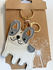 French Bull Dog Faux Leather Pendant-Key Chain Great Quality NEW Key Chain