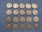 20 SILVER MERCURY DIMES WITH DATES lot 30t