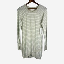NEW Athleta Gray Striped Criss Cross Sweatshirt Dress S Modal Blend Lightweight