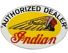 VINTAGE INDIAN MOTORCYCLES PORCELAIN SIGN, DEALERSHIP, MOTOR BIKE HARLEY GAS OIL