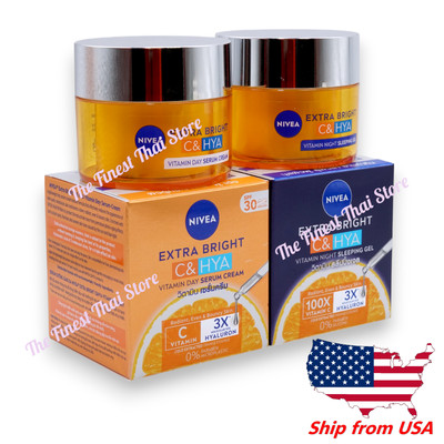 Nivea Extra Bright C & HYA Vitamin Day Serum Cream + Night Sleeping Gel - Set