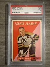 1958 Topps #56 Fern Flaman, PSA 7 #26504452, Boston Bruins
