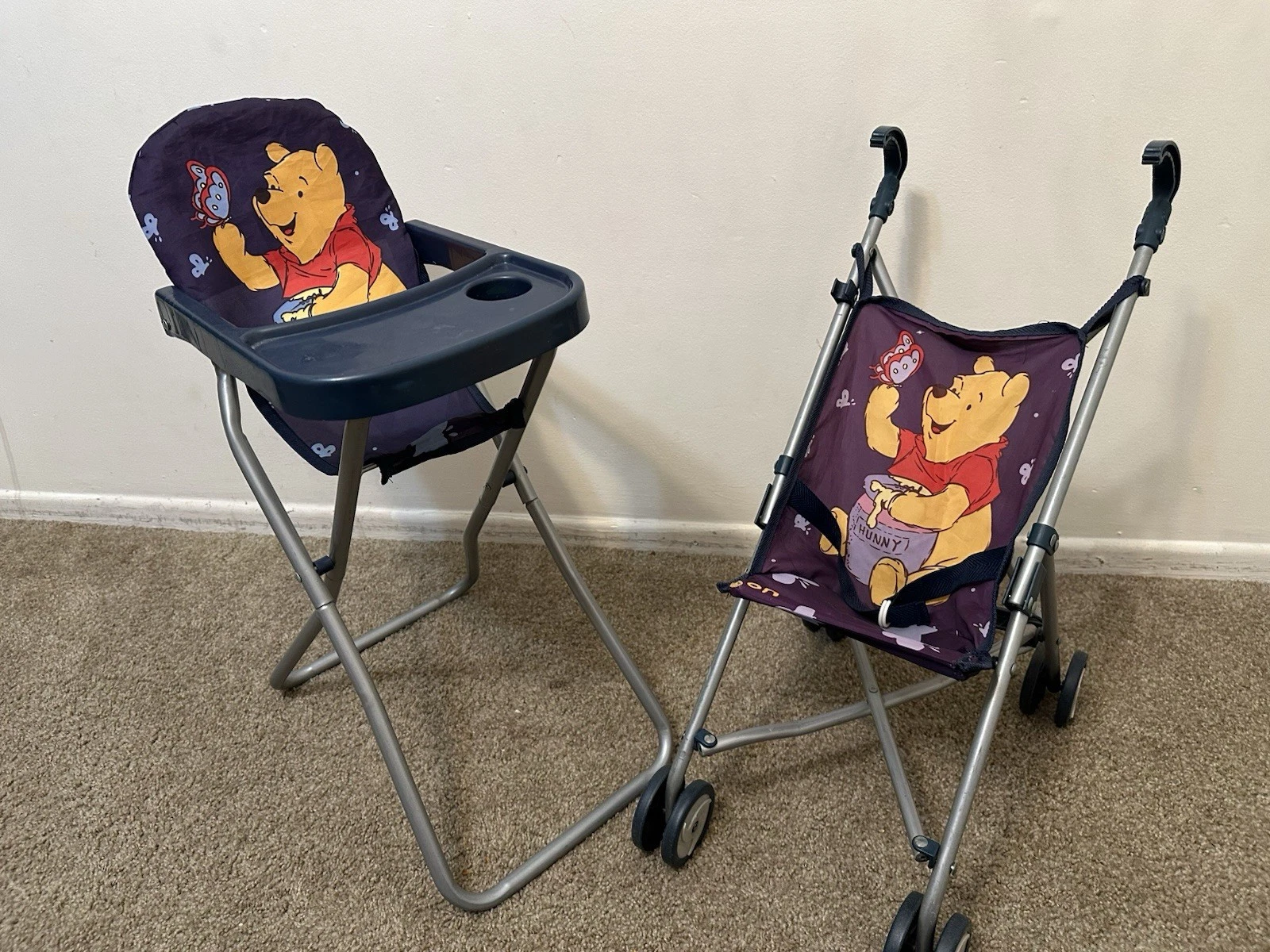 Hauck Vintage Winnie The Pooh Children’s Doll Play Push Stroller & High Chair