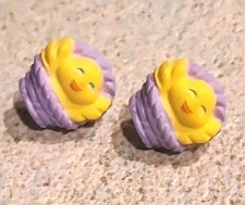 Vintage AVON Easter Earrings Pretty Peeper Chick Basket Girl's Pierced Earrings