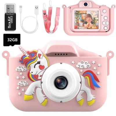 MARKENLOS Einhorn Kinderkamera,1080P HD Digitalkamera für Kinder,Selfie Kamera Spielzeug