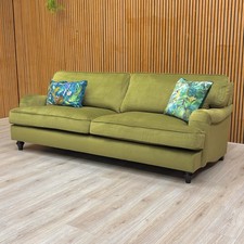 DFS ‘Jardim’ 4 Seater Sofa Olive Green Velvet Fabric Solid Upholstered Large Fit