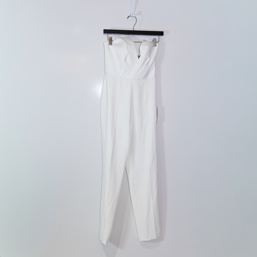 NEW Jay Godfrey Abrams Strapless VNeck Full Length Jumpsuit Jumper Diamond White
