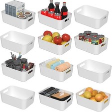 12 Pack Small White Plastic Storage Bins, for Home Storage Holiday Small Gifts