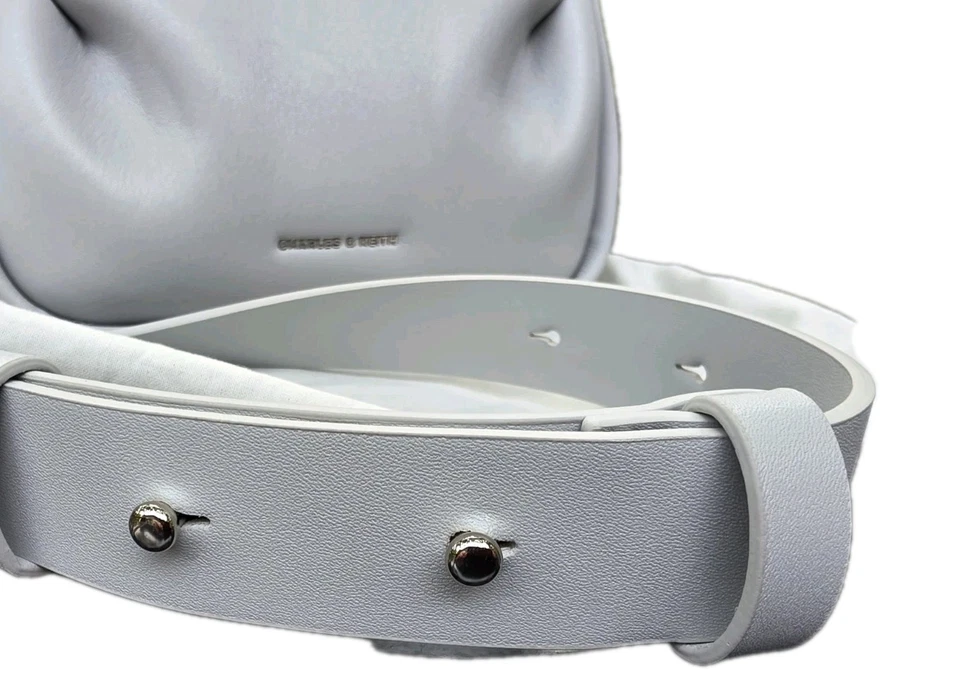 Дизайнерский серый кожаный через плечо на Charles & Keith люмен сумочка Дамская сумка шикарный - Изображение 4 из 4