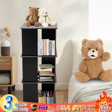3 layers 360 Rotating Bookshelf Display FreeStanding Wood Bookcase Storage Rack