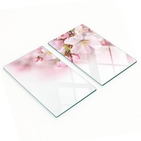 Glas-Deko-Servierplatten FüR Vorspeisen, Rosa Blume, 2X30X52 Cm