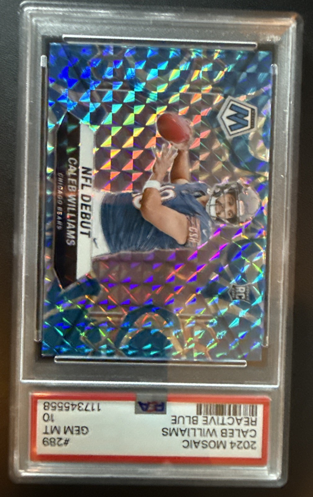 2024 Panini Mosaic NFL Debut Caleb Williams #289 Blue Reactive PSA 10