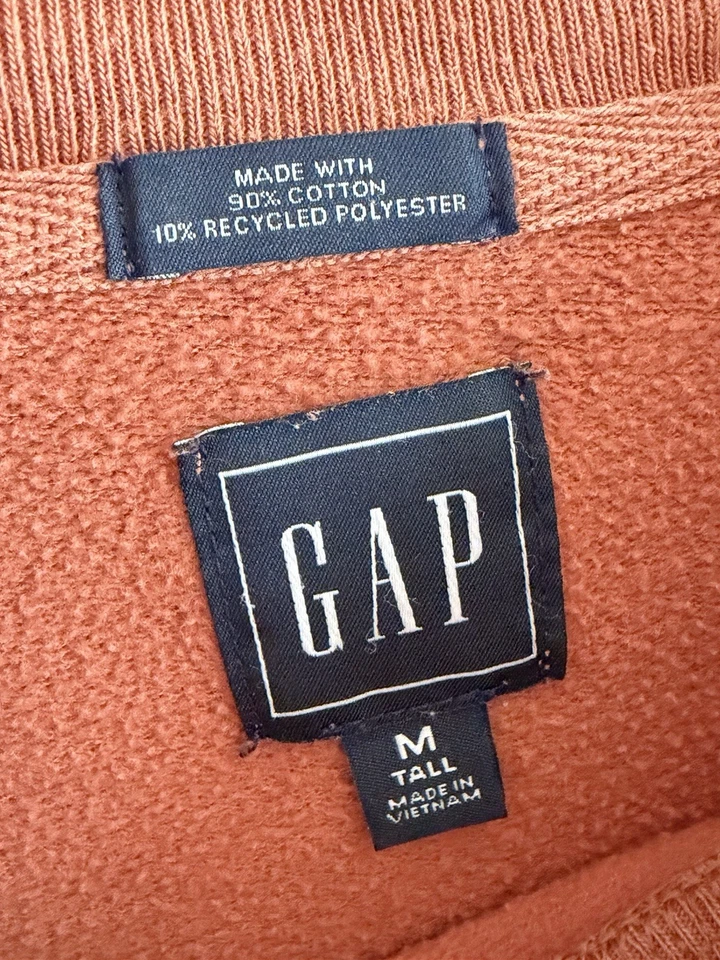 Gap Women’s Split Hem Longsleeve Sweatshirt Rust Orange Cozy Pullover Med Tall - Image 2 of 4