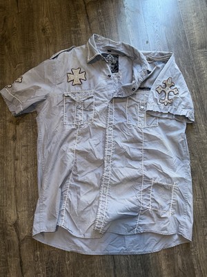 Roar Cross Textured Shirt 100% Cotton, Short Sleeve, Button-Up, Collared