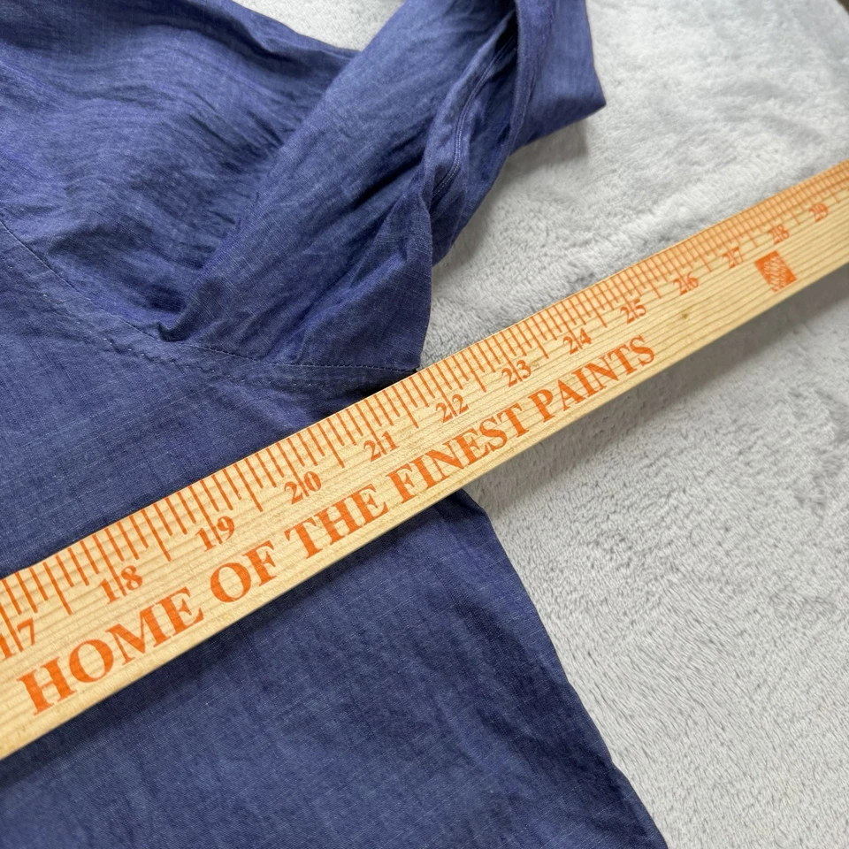 Camisa Isaia Napoli Cambray Para Hombres 16.5 42 Algodón Abotonado Italia Corte Azul Foto 4 de 4