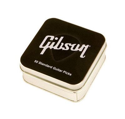 Gibson Pick Tin Thin Plektrum Gitarre/Bass 351 Form 50 Stück in Metallbox