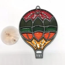 Suncatcher Hot Air Balloon Multicolor Faux Stained Glass Suction Cup Hanger