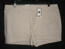 NWT GAP WOMENS SIZE 14 SHORT TAN  IVORY SHORTS ZIPPER  2 HOOKS XTRA BUTTONS