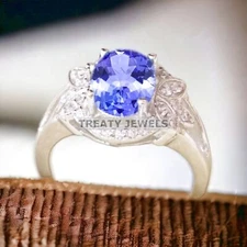 Tanzanite Oval Cut Gemstone With 925 Sterling Silver Ring For Men's #A583