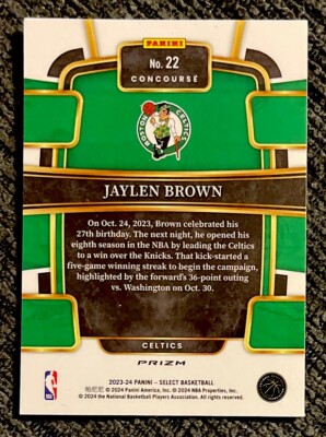 Jaylen Brown 2023-24 Panini Select Blue Silver Prizm #22 Boston