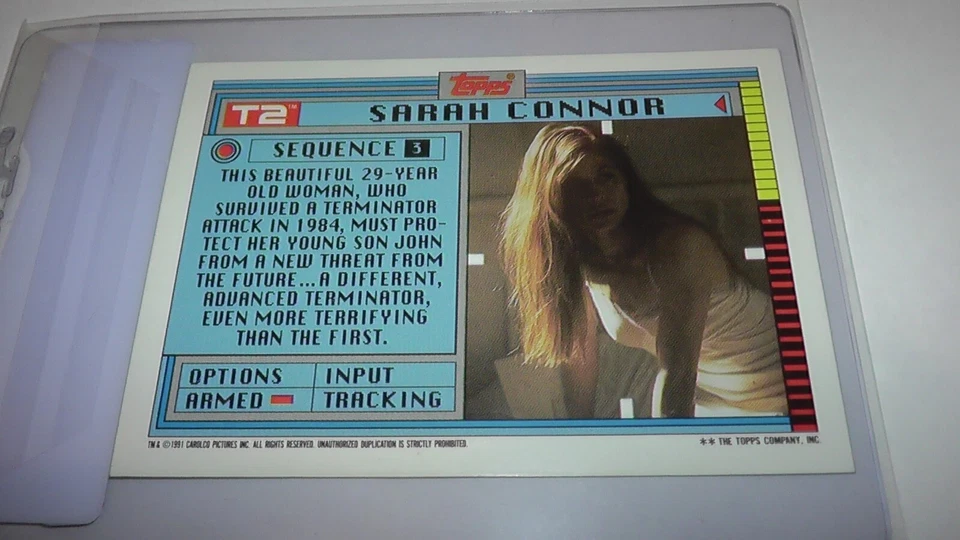 1991 Topps Grade 10 Card Sticker #3 Terminator T2 Movie Sarah Connor L. Hamilton - Image 4 of 4
