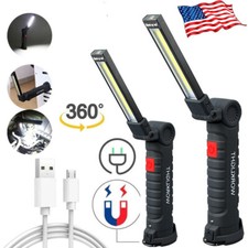 Magnetic Rechargeable COB LED RED Work Light Lamp Flashlight Folding Torch