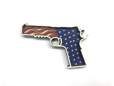 1911 Hand Gun American Flag  Laser Cut Kit or Finished Wall Hanging