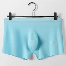 Men Underwear Ice Silk Boxer Briefs Panties Breathable Boxer Shorts Bulge Pouch